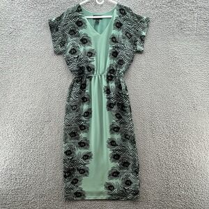 Anthropologie Corey Lynn Calter Dress Womens Small Green Peacock Feather Midi